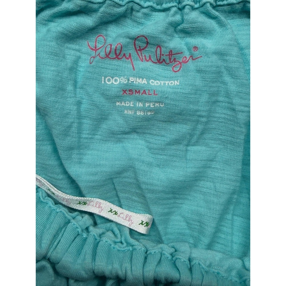 Lilly Pulitzer Dress Women XS Blue Strapless Ruffle Beach Summer Vacation Cotton - Picture 6 of 14